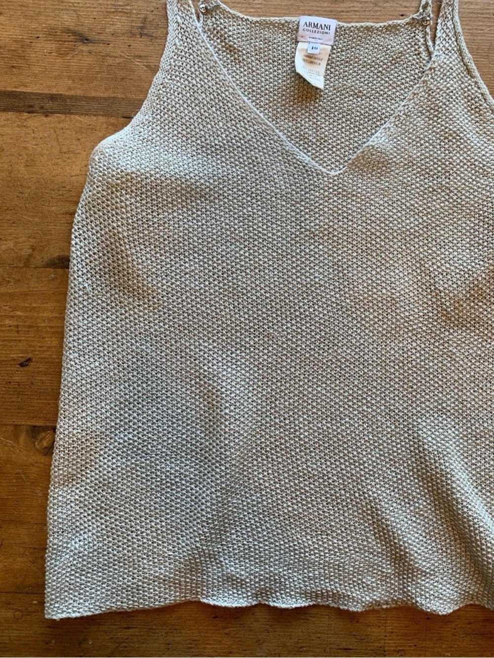Armani Collezioni 100% Linen Knit Tank Top 10 Luxury Minimalist Costal Grandma - Picture 4 of 7